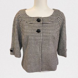 White House Black Market Black & White Checkered Tweed Blazer 14 WHBM